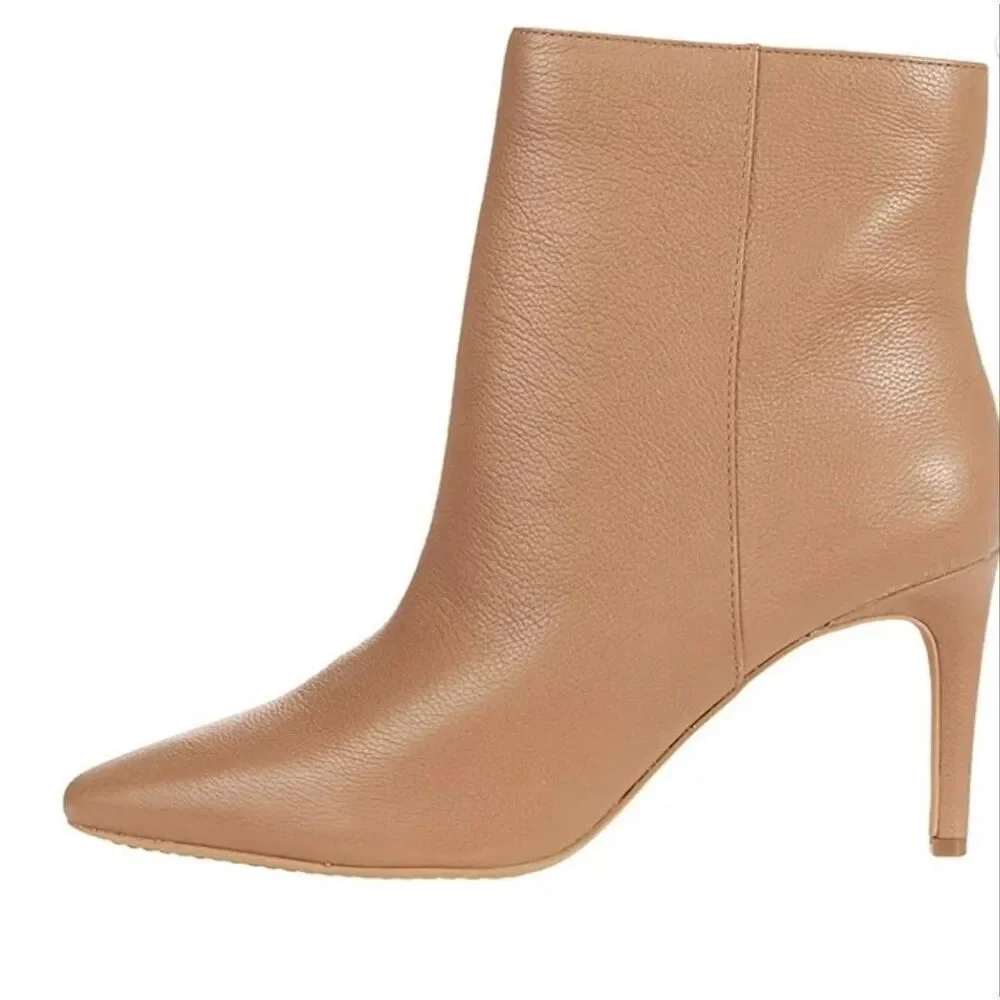 Vince Camuto Allost Pointy Almond Toe Heeled Ankle Bootie| Natural Tan in 7